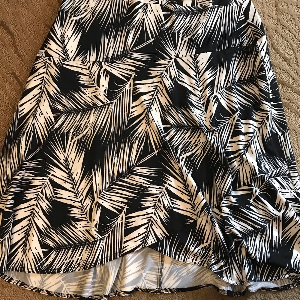 Black & White Floral Ruffle A Line Skirt